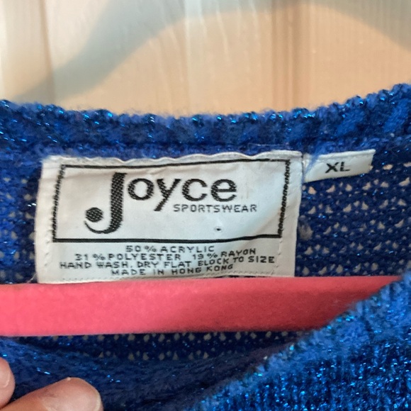Joyce Sportswear Royal Blue Knit Crew Neck Sparkly Sweater Size XL - Picture 2 of 4